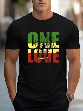 Jamaica Pride Rasta Reggae XX-Large Black Graphic Tee One Love with A Fist